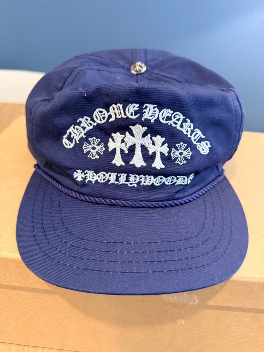 Chrome Hearts - Triple Cross blue with white embroidered- baseball Cap